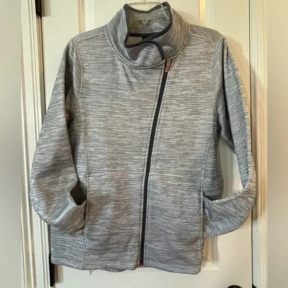 Grey Fleece Workout Jacket Asymmetrical Zip Closure - EUC - XL - Picture 1 of 6
